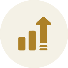 Increasing trend icon in gold
